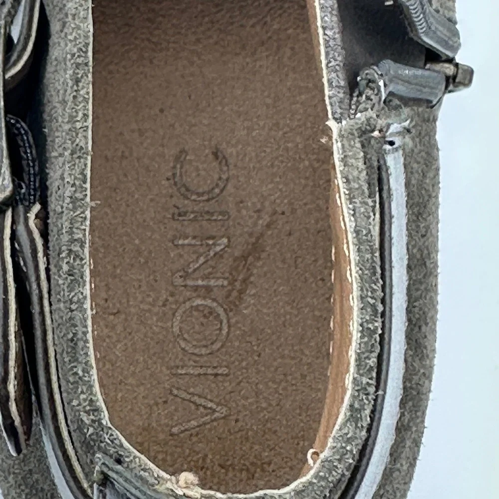 Vionic Suede Leather‎ Buckle Ankle Booties Brown Olive Comfort Womens Size 7.5